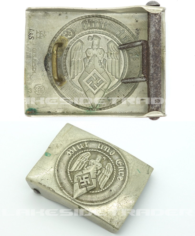 Transitional Hitler Youth Belt Buckle by Assmann