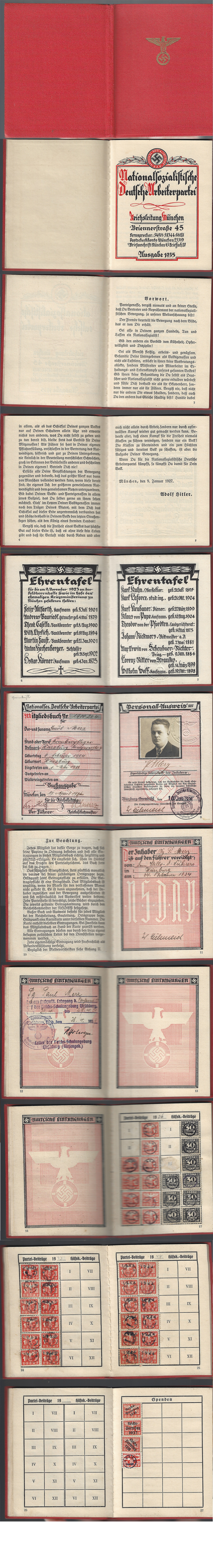 Paul Merz's NSDAP Membership Book