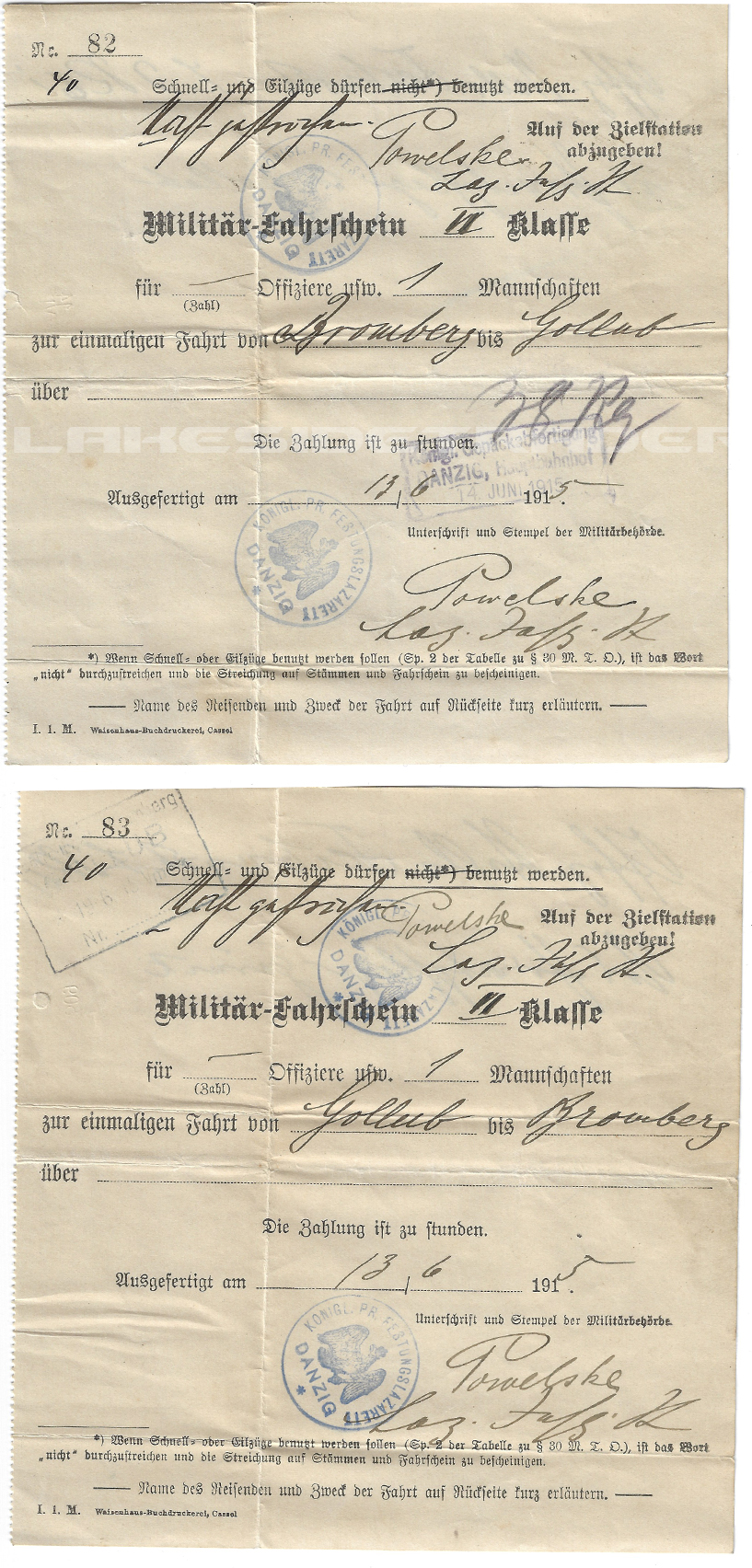 WWI Imperial German Military Leave Documents