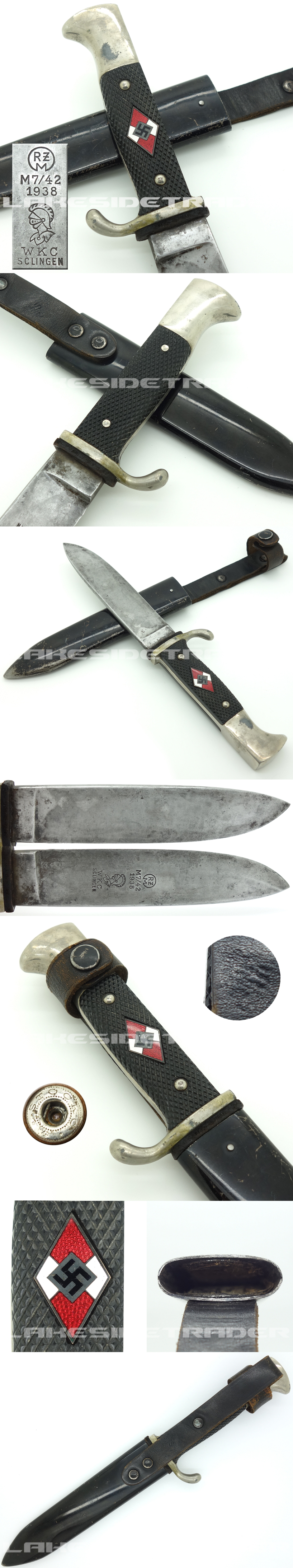 Transitional Hitler Youth Knife by WKC 1938