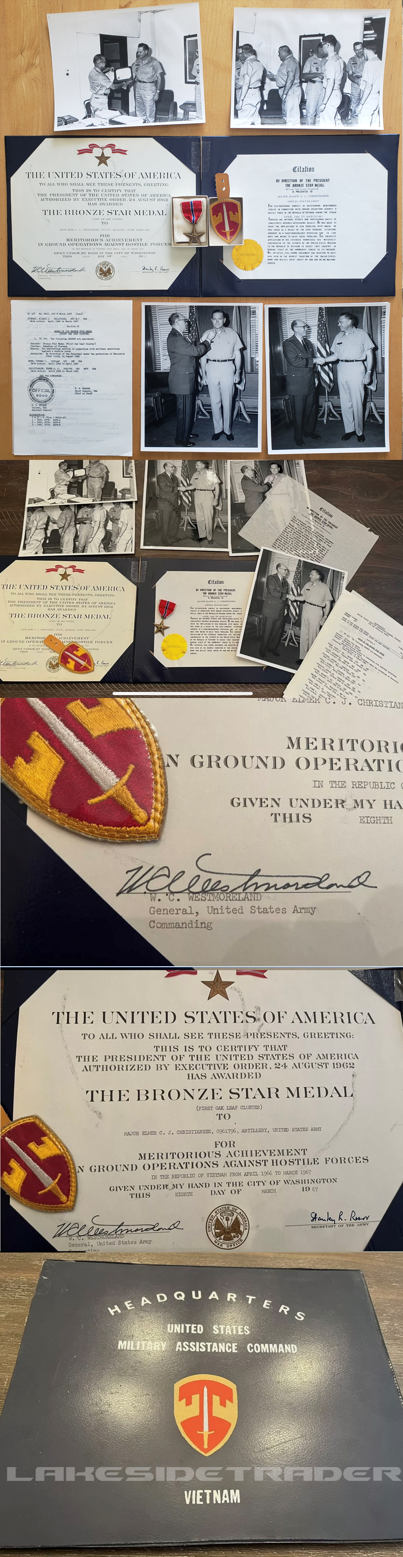 US - Bronze Star Group w Certificate & Photos