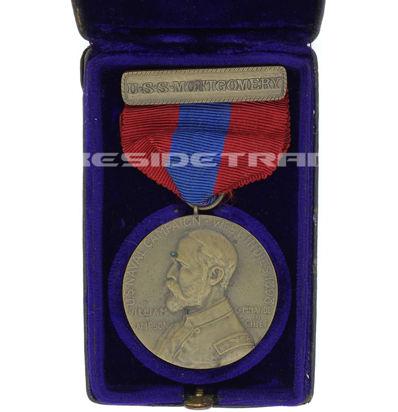 Cased Sampson Medal with USS Montgomery Bar