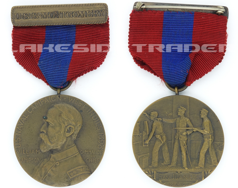 Cased Sampson Medal with USS Montgomery Bar