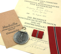 Eastern Front Medal, Packet, Ribbon Bar & Award Document