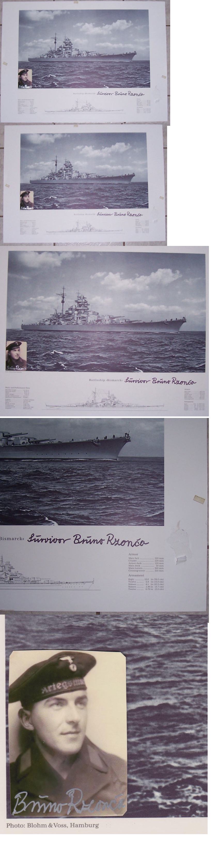 Bismarck Survivor signed Photo & Print Bruno Rzonca