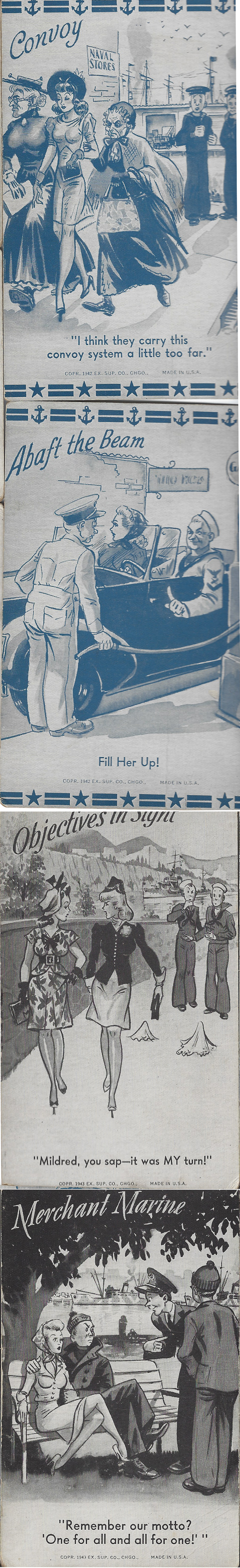 5 Naughty US WWII Postcards