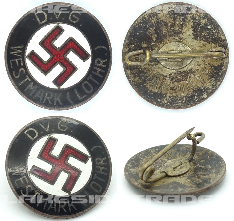 D.V.G. Westmark NSDAP Membership Pin by W. Redo