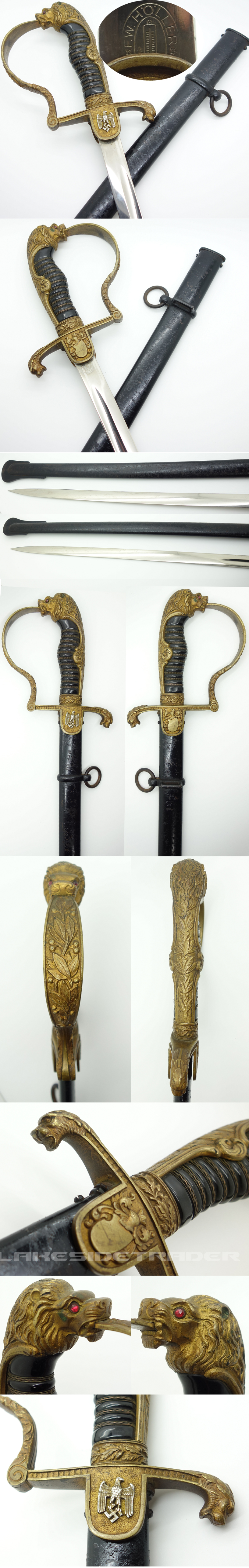 Lion-head Army Sword w separately applied Eagle by Holler