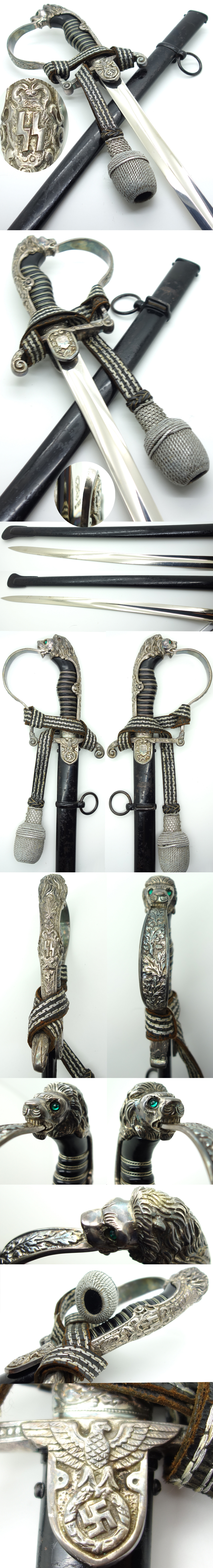 Rare - Early SS Officer Lion Head Sword by WKC