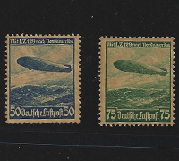 2 Third Reich Stamps Airship Hindenburg Zeppelin