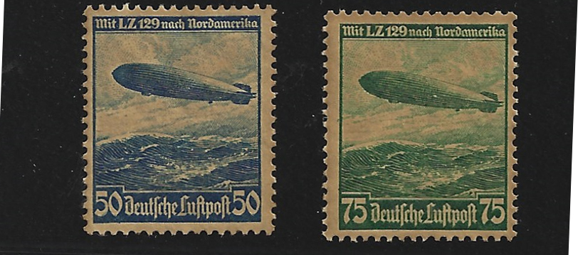 2 Third Reich Stamps Airship Hindenburg Zeppelin