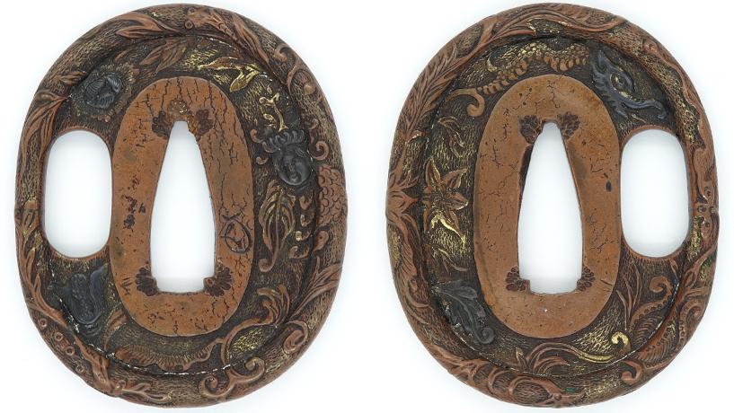 Japan - Suaka Tsuba with Kaō by Tsuneshige - Nara school