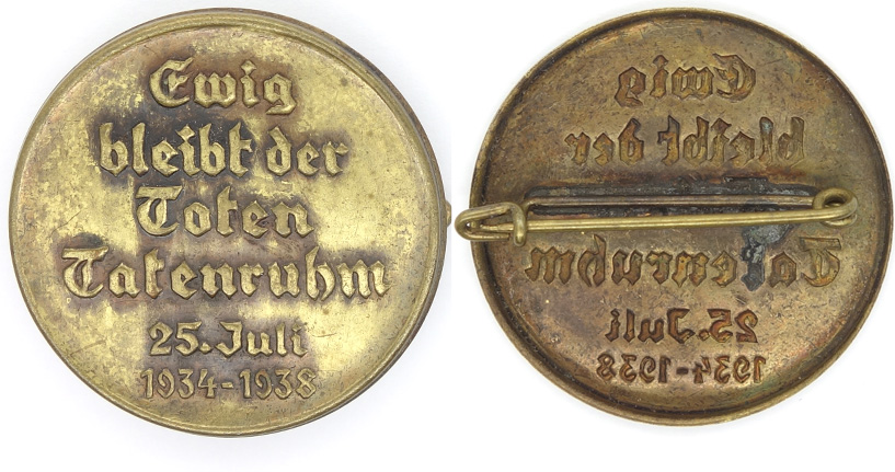 A 1934-1938 “Ewig bleibt der Toten Tatenruhm” badge | Lakesidetrader